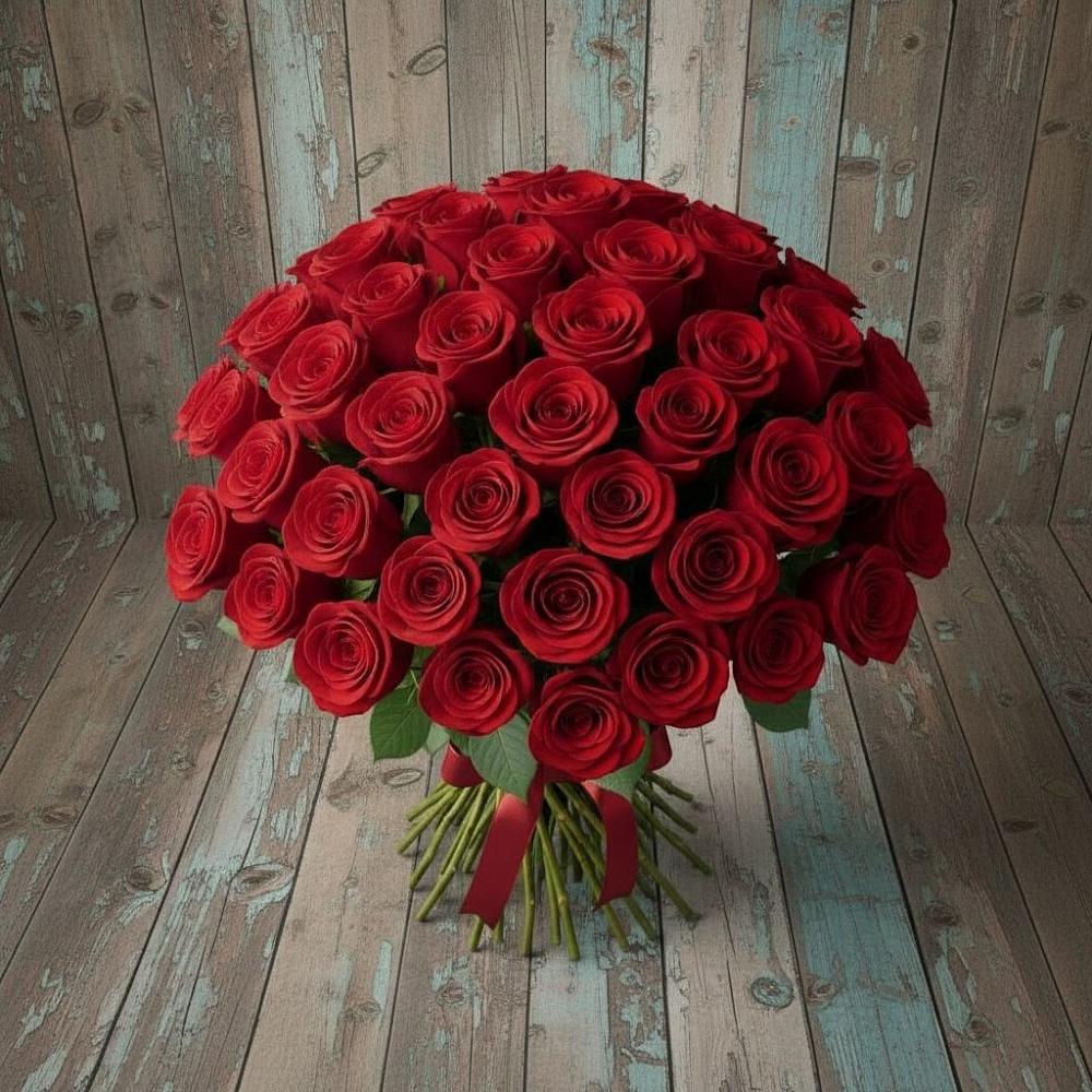 Букет 55 Красных роз Фридом в Масловой Пристани