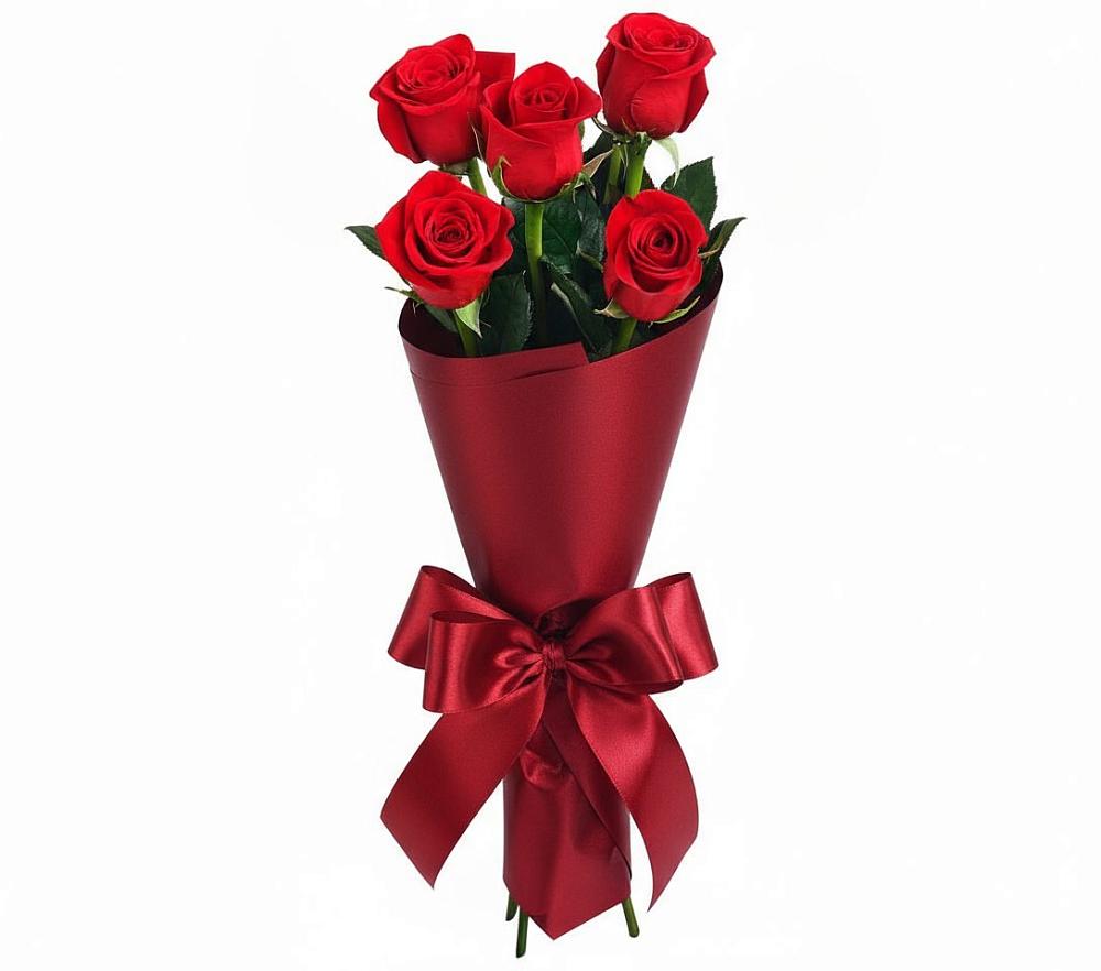Букет 5 Красных роз Эдлесс Лав в Масловой Пристани