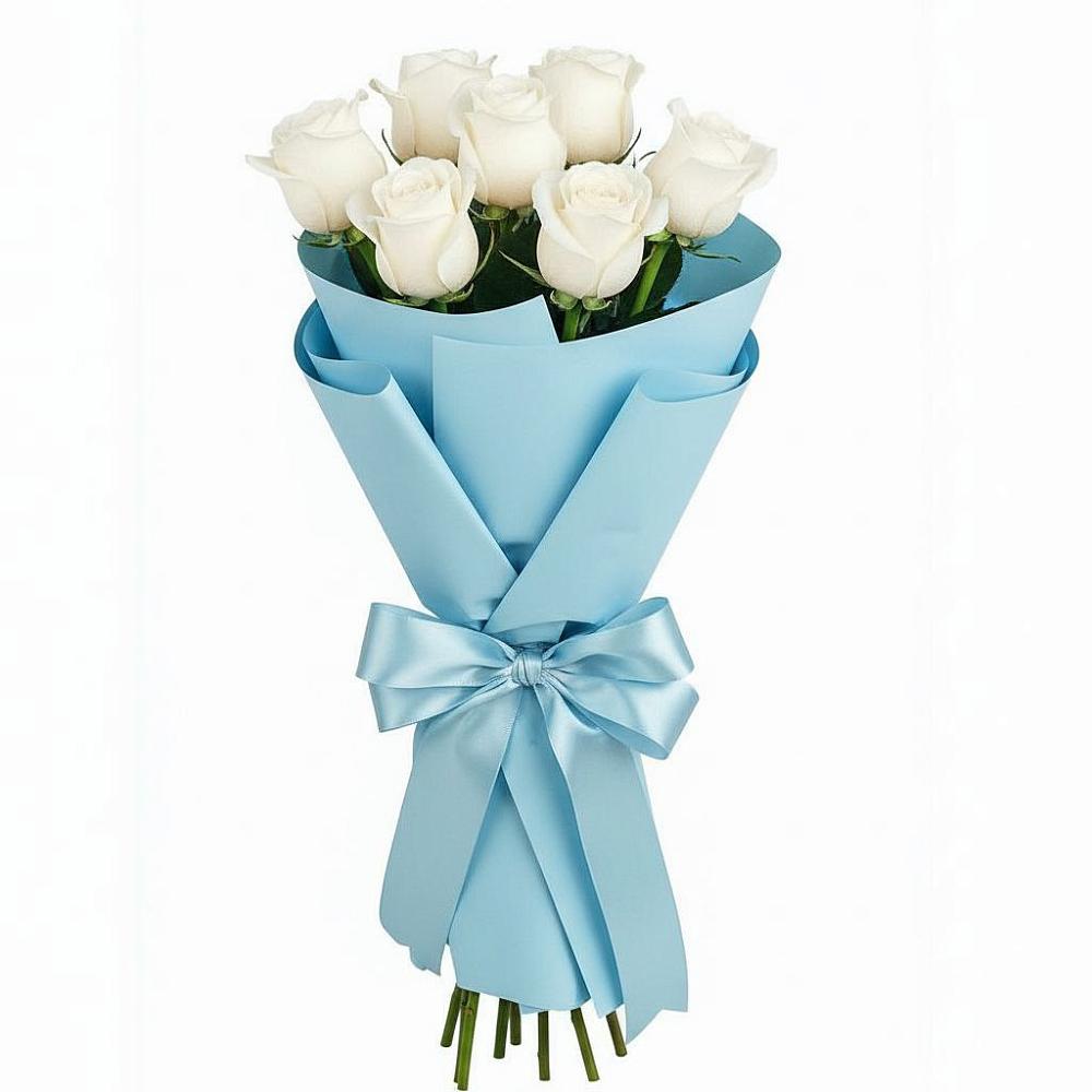 Букет 7 белых роз Проуд в Масловой Пристани