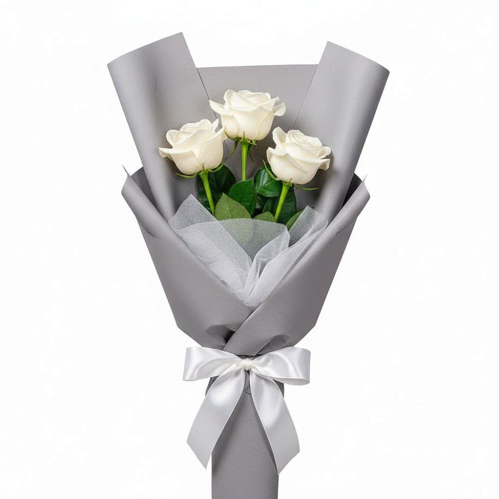 Букет 3 белые розы в Масловой Пристани