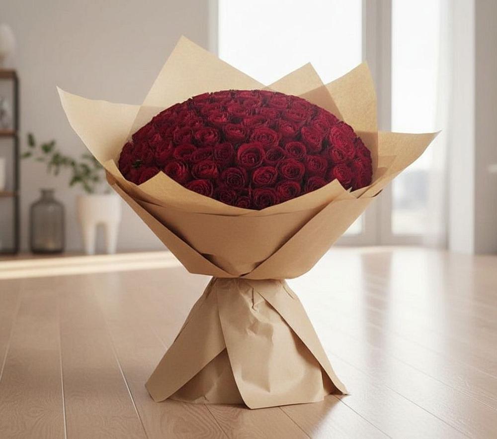 Букет 101 Красная роза в Масловой Пристани