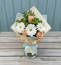 Букет цветов из:  Герберы, Розы и Хризантемы в Масловой Пристани