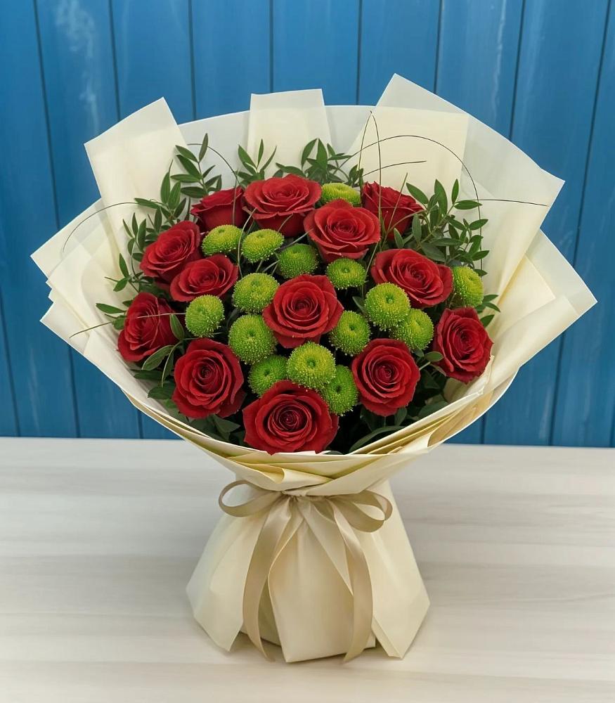 Букет цветов из: Розы и Хризантемы в Масловой Пристани